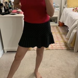 Y2K Mini Skirt 7 First Crush Pleated Schoolgirl Black White Drop Hem Pinstripe